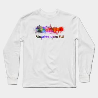 Kingston Upon Hull skyline in watercolor Long Sleeve T-Shirt